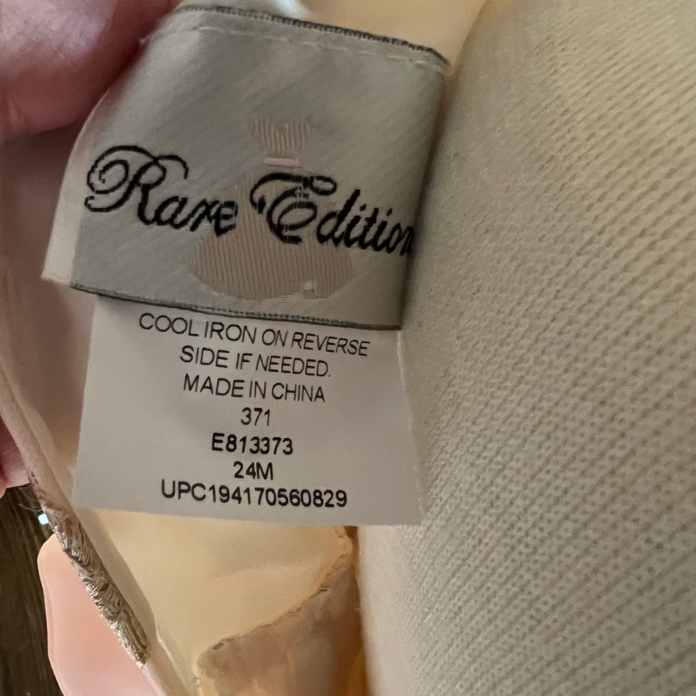 Rare Editions Cream and Blush Pink Peach Embroidered Overlay Dress 24 Months - Picture 4 of 4